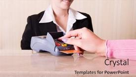  Presentation with pay - Cool new slides with pay machines - close-up of woman hand holding backdrop and a coral colored foreground
