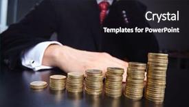  Presentation with us coins - PPT layouts enhanced with pay rise - businessman with coins background and a  colored foreground