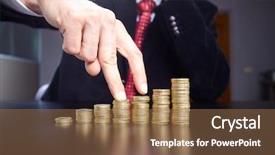  Presentation with us coins - Slide deck having pay rise - businessman with coins background and a  colored foreground