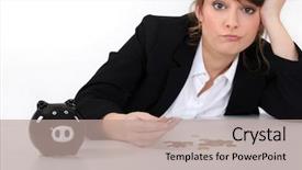  Presentation with counting - Presentation theme with payday - woman counting coins background and a coral colored foreground
