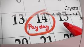  Presentation with pen - Audience pleasing PPT theme consisting of payday concept calendar with red backdrop and a light gray colored foreground