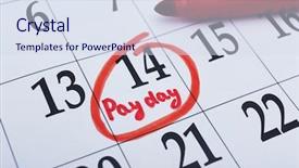  Presentation with pen - Audience pleasing presentation theme consisting of payday concept calendar with red backdrop and a sky blue colored foreground