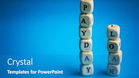  Presentation with loan - PPT theme consisting of payday-loan-inscription-on-wooden background and a teal colored foreground