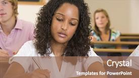  Presentation with lecture hall - Colorful theme enhanced with paying attention - female college student backdrop and a coral colored foreground