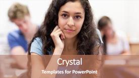  Presentation with classroom - Slides having paying attention - serious students working background and a coral colored foreground