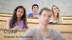  Presentation with listening - Amazing PPT layouts having paying attention - smiling students listening backdrop and a coral colored foreground