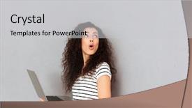  Presentation with curly hair - Slide deck having paying attention at something captivating background and a light gray colored foreground