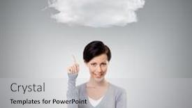  Presentation with attention - Presentation theme with paying attention gesture isolated on grey background and a light gray colored foreground