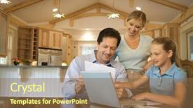  Presentation with bills - Presentation theme consisting of paying bills on laptop computer background and a tawny brown colored foreground