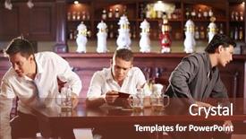  Presentation with pay - Slide set enhanced with paying check - two men go off background and a tawny brown colored foreground