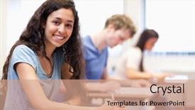  Presentation with writing - Theme with paying college - happy young adults writing background and a coral colored foreground