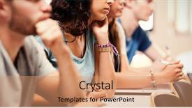  Presentation with amphitheater - Audience pleasing presentation consisting of paying college - side view of students listening backdrop and a coral colored foreground