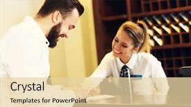  Presentation with hotel - Slides featuring paying guest - picture of young businessman signing background and a lemonade colored foreground