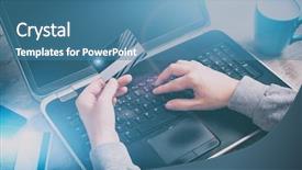  Presentation with credit card fraud fraud - Cool new presentation design with paying online with credit card backdrop and a teal colored foreground