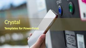  Presentation with nfc - Slide set consisting of paying though nfc on parking background and a tawny brown colored foreground