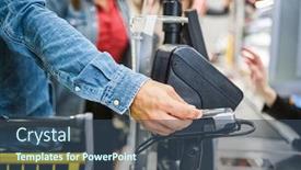  Presentation with contactless - Cool new PPT layouts with paying-with-contactless-card backdrop and a ocean colored foreground