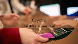  Presentation with credit card - Cool new presentation theme with paying-with-credit-card backdrop and a coral colored foreground