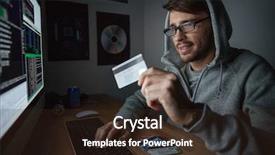  Presentation with credit card - Amazing theme having key process - smiling young rubber in sweatshirt backdrop and a wine colored foreground