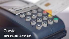  Presentation with pos - PPT layouts having payment-by-contactless-credit-card background and a ocean colored foreground