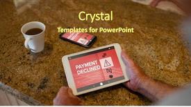  Presentation with man holding phone - Beautiful PPT theme featuring payment declined text on phone backdrop and a tawny brown colored foreground