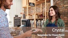  Presentation with contactless - Colorful theme enhanced with payment for shopping at checkout backdrop and a coral colored foreground