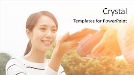  Presentation with pos - Slides consisting of payment methode - woman pay on pos machine background and a white colored foreground