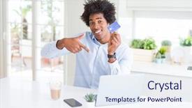  Presentation with african american mothers - Slide set enhanced with payment point - african american man using laptop background and a  colored foreground