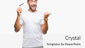  Presentation with chinese happy birthday backgrouds card - Slide deck with payment point - young handsome man holding credit background and a white colored foreground