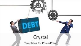  Presentation with concept - Cool new slide deck with team restructure - businessman in debt business concept backdrop and a white colored foreground