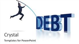  Presentation with vault - Beautiful slide set featuring taxes - businessman vault jumping over debt backdrop and a white colored foreground