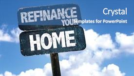  Presentation with ladder and sky - Theme with lower cost - refinance your home sign background and a teal colored foreground