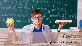  Presentation with math - PPT theme enhanced with young male student studying math background and a  colored foreground