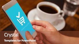  Presentation with man holding phone - Colorful slides enhanced with payment successful screen against cropped image of man holding smart phone backdrop and a tawny brown colored foreground