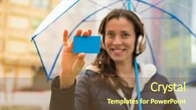  Presentation with accounting financial bank banking account - Amazing presentation having payment woman with bank card backdrop and a  colored foreground