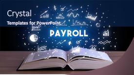  Presentation with payroll - PPT layouts featuring payroll-inscription-coming-out background and a ocean colored foreground