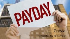  Presentation with payroll - Theme with payroll tax - payday placard with cityscape background background and a coral colored foreground