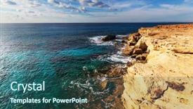  Presentation with sea shore - Cool new presentation theme with pays chypre - beautiful sea shore in cyprus backdrop and a  colored foreground