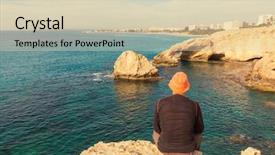  Presentation with sea shore - Presentation enhanced with pays chypre - beautiful sea shore in cyprus background and a  colored foreground