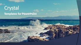  Presentation with rising sea level - Colorful presentation design enhanced with pays chypre - beautiful sea shore in cyprus backdrop and a  colored foreground