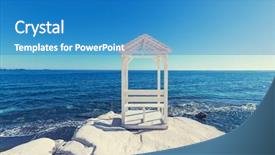  Presentation with sea shipments - Colorful presentation design enhanced with pays chypre - beautiful sea shore in cyprus backdrop and a  colored foreground