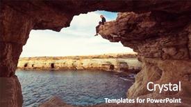  Presentation with lost at sea - Colorful presentation theme enhanced with pays chypre - beautiful sea shore in cyprus backdrop and a  colored foreground