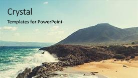  Presentation with sea shore - Slide set with pays chypre - beautiful sea shore in cyprus background and a light blue colored foreground