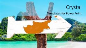  Presentation with teal beach wood - Presentation enhanced with pays chypre - cyprus flag wooden sign background and a  colored foreground