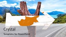  Presentation with flag - Presentation theme with pays chypre - cyprus flag wooden sign background and a light gray colored foreground