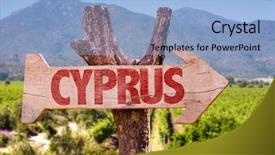  Presentation with winery - Audience pleasing theme consisting of pays chypre - cyprus wooden sign with winery backdrop and a  colored foreground
