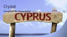  Presentation with teal beach wood - Slide deck featuring pays chypre - cyprus wooden sign background and a light blue colored foreground