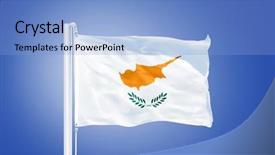  Presentation with white pigeon against the blue - Presentation design consisting of pays chypre - flag of cyprus flying background and a  colored foreground
