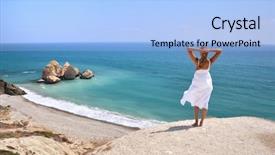  Presentation with sea simulator - Slide deck with pays chypre - girl looking to the sea background and a light blue colored foreground