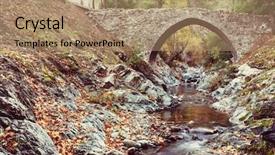  Presentation with medieval - Presentation theme featuring pays chypre - medieval venetian bridge in cyprus background and a  colored foreground