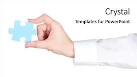  Presentation with puzzle - Presentation theme having pazzle - woman hand holding puzzle isolated background and a  colored foreground